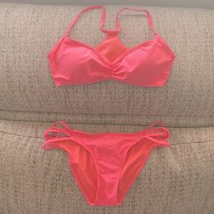 Pink Bikini Set | Strappy back| Side Strap Bottoms | S